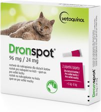 Vetoquinol Dronspot Lek Na Odrobaczanie Dla Dużych Kotów 96mg/24mg