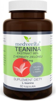 Kapsułki Teanina 200mg ekstrakt z herbaty zielonej Medverita 60 szt.