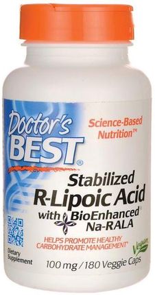 Doctor'S Best R-Lipoic Acid With Bioenhanced Na-Rala - Kwas R-Liponowy 100 Mg + D-Biotyna 180 Kaps