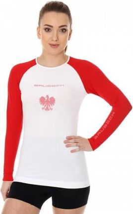 Brubeck Koszulka Damska Z Długim Rękawem 3D Run Pro Ls13200 Biało/Czerwony