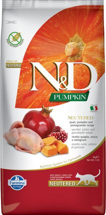 Farmina N&D Pumpkin Feline Quail Pumpkin And Pomegranate Neutered Recipe 5Kg