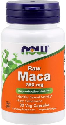 Kapsułki NOW Foods Maca 6:1 Concentrate 750mg RAW 30 vcaps