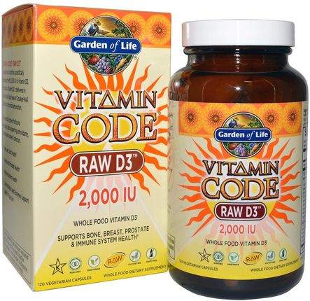 ﻿Garden of Life  Vitamin Code RAW Witamina D3 2000 IU 120 vkaps