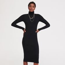 Reserved - Sukienka z prążkowanej dzianiny - Czarny - zdjęcie 1