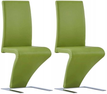 vidaXL Krzesła O Zygzakowatej Formie 2Szt Zielone Sztuczna Skóra