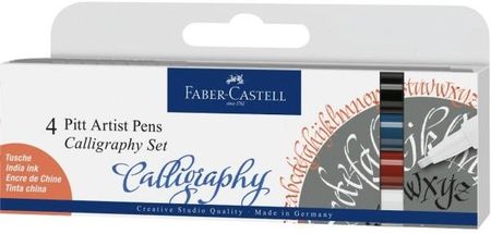 Zestaw 4 Pisaków Pitt Artist Pen Faber-Castell Do Kaligrafii (Kolory 199, 188, 247 I 101)
