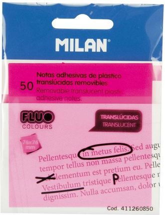 Milan Karteczki Samoprzylepne Przezroczyste Różowe [100 Szt]