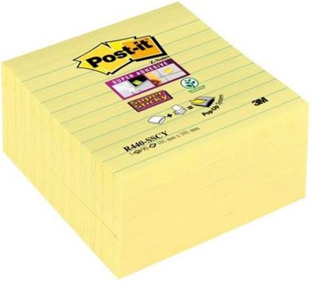 3M Karteczki Post It Super Sticky Z Notes Xl W Linię (R440 Sscy) 101X101Mm 5X90 Kart Żółte