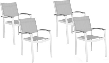 Beliani Zestaw 4 krzeseł ogrodowych aluminiowych na taras balkon szary Pereta