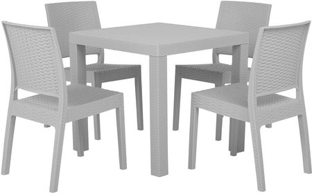 Beliani Nowoczesny zestaw mebli ogrodowych kwadratowy stół 4 krzesła jasnoszary Fossano