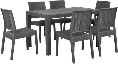 Beliani Nowoczesny zestaw mebli ogrodowych prostokątny stół 6 krzeseł szary Fossano
