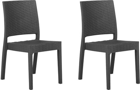 Beliani Zestaw 2 krzeseł ogrodowych sztaplowanych tworzywo sztuczne szary Fossano