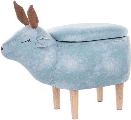 Beliani Pufa zwierzak renifer ze schowkiem drewniane nóżki jasnoniebieska Reindeer