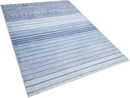 Beliani Ręcznie tkany dywan z wiskozy 160 x 230 cm w paski niebieski Yardere