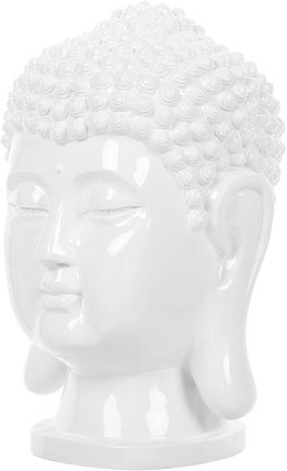 Beliani Figurka dekoracyjna stojąca głowa Buddy żywica syntetyczna 41 cm biała Buddha