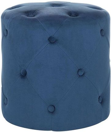 Beliani Puf ciemnoniebieski welurowy okrągły ozdobne pikowanie guziki 40 x 40 cm Corolla