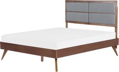 Beliani Łóżko Drewniane Ciemny Brąz Ze Stelażem 160x200cm Poissy (149846)