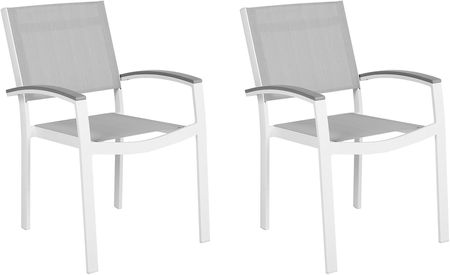 Beliani Zestaw 2 krzeseł ogrodowych aluminiowych na taras balkon szary Pereta