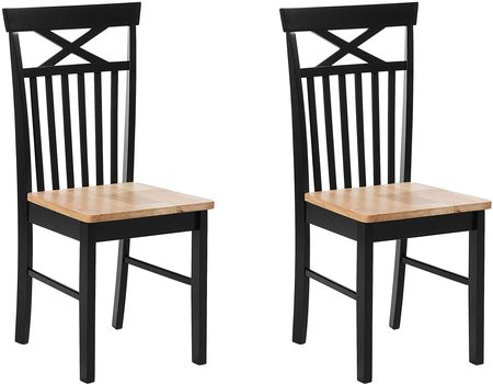 Beliani Zestaw 2 krzeseł do jadalni jasne drewno z czarnym Houston