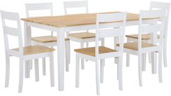Beliani Zestaw do jadalni stół i 6 krzeseł drewnianych białe wykończenie do kuchni Georgia - Stoły z krzesłami