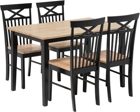 Beliani Zestaw mebli do jadalni 4-osobowy stół krzesła jasne drewno z czarnym Houston