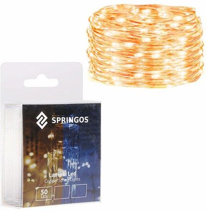 Springos Lampki Choinkowe 50 Led Druciki Mikro Na Baterie