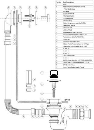 McAlpine Syfon wannowy klik-klak dekoracyjny (BRASSTRAP-50-AB)