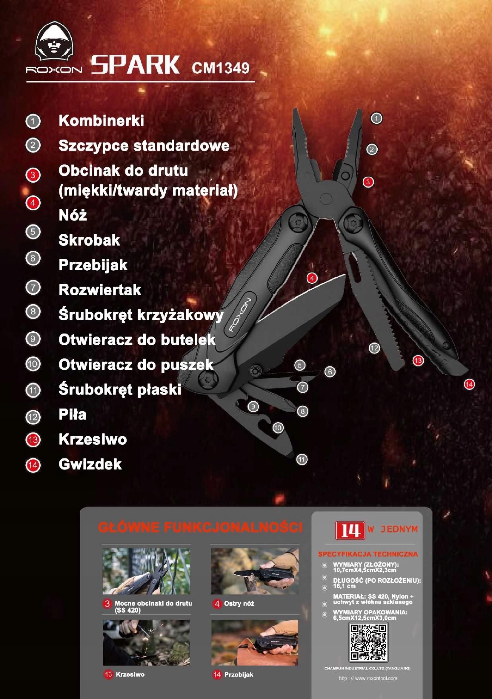 Multitool Roxon Sparkle CM1349 - 14 w jednym +Etui - zdjęcie 10 Multitool Roxon Sparkle CM1349 - 14 w jednym +Etui