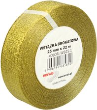 Zdjęcie Wstążka dekoracyjna brokatowa 25mm złota Brewis WB25-1 - Dobrzyń nad Wisłą