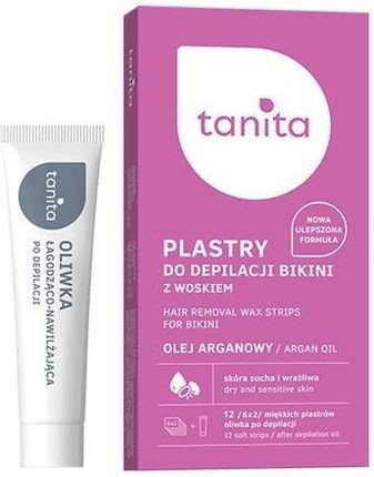 Tanita Hair Removal Wax Strips For Bikini Plastry Do Depilacji Bikini Olej Arganowy 12Szt + Oliwka Po Depilacji 10Ml