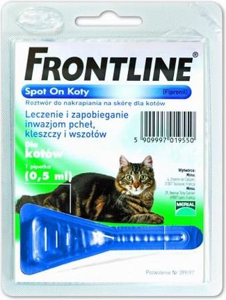 Frontline Spot On Dla Kotów Przeciw Kleszczom I Pchłom Pipeta 1szt