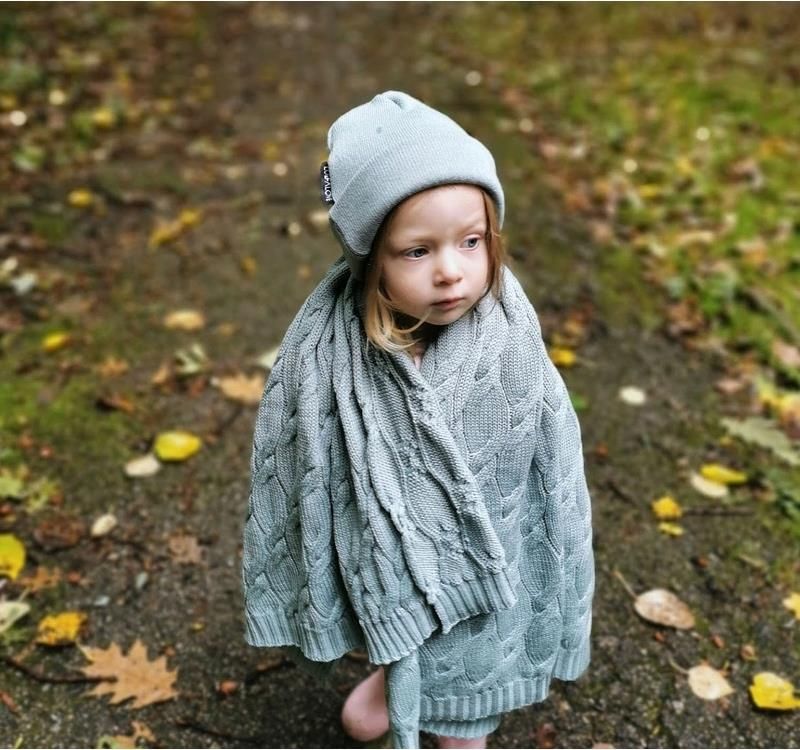 Lullalove Koc Kocyk Z Wełny Merino 80x100 Szałwia - zdjęcie 5 Lullalove Koc Kocyk Z Wełny Merino 80x100 Szałwia
