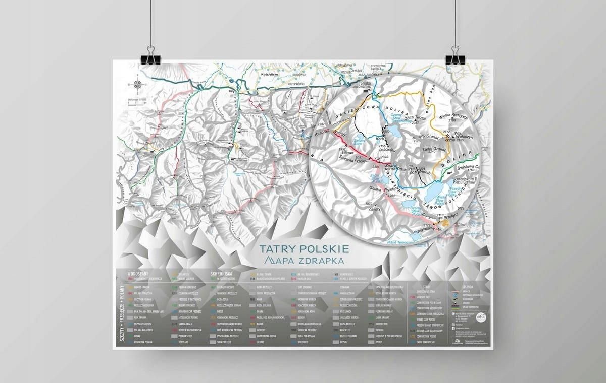 MAPA ZDRAPKA SZLAKÓW TATRY POLSKIE