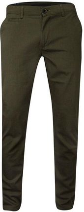 Casualowe Męskie Spodnie Khaki -RIGON- Zwężane, Bawełniane, Chinosy, Oliwkowe, w Drobny Wzór SPRGN2207075kahve