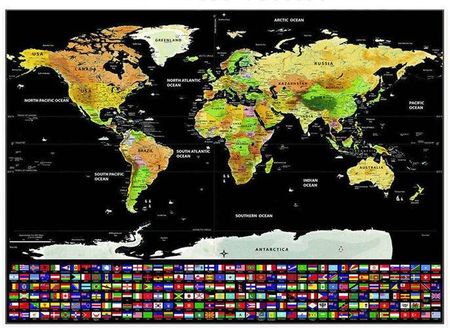 Mapa Świata Zdrapka Z Flagami Akcesoria Na Prezent