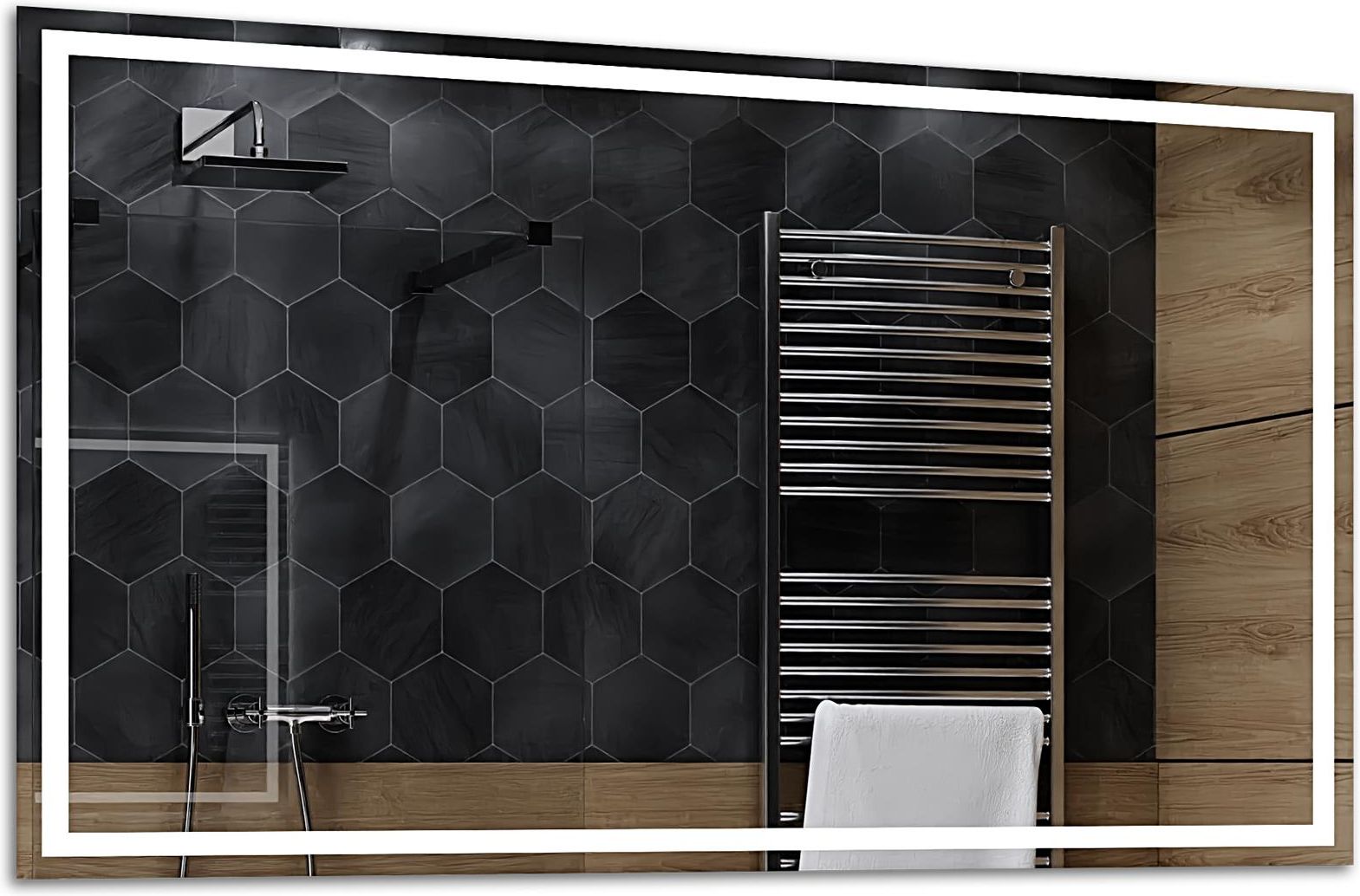 Lustro Łazienkowe z Podświetleniem LED - rozmiar 100x80cm - zimny kolor