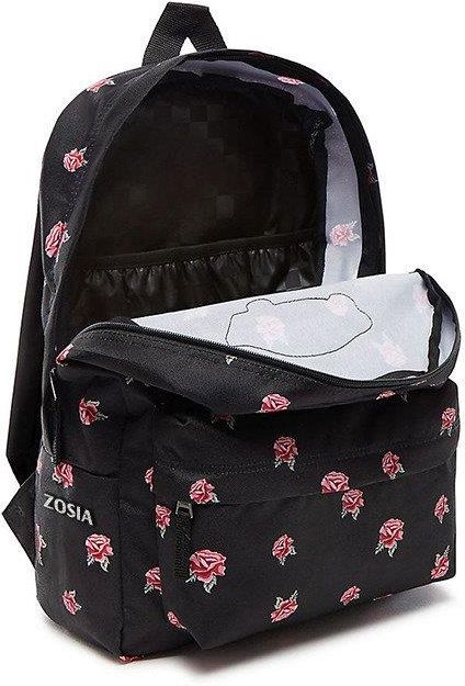 Vans realm black and best sale rose backpack