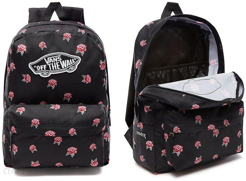 vans realm black and rose backpack