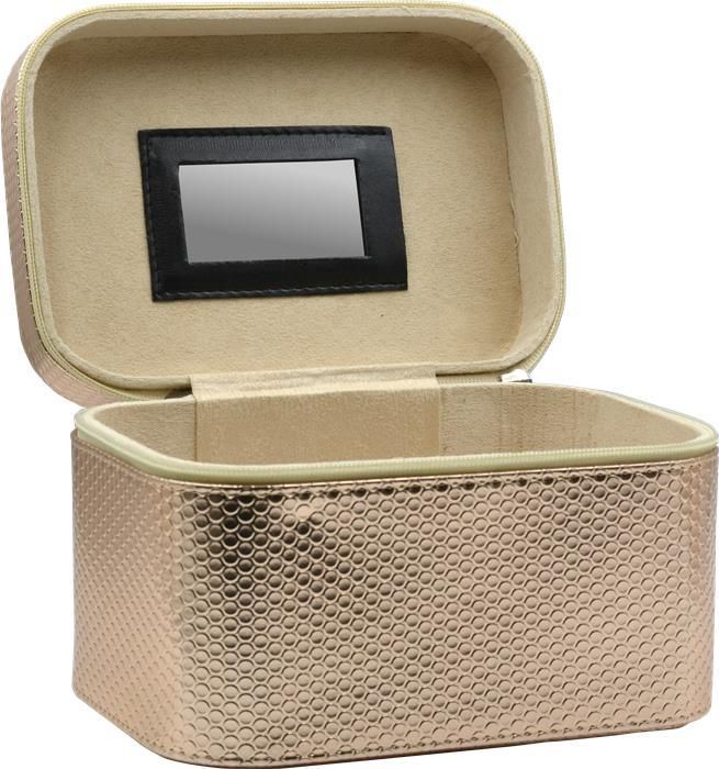 Inter Vion Kuferek Kosmetyczny Metaliczny Rose Gold 21X14X15Cm - zdjęcie 1 Inter Vion Kuferek Kosmetyczny Metaliczny Rose Gold 21X14X15Cm