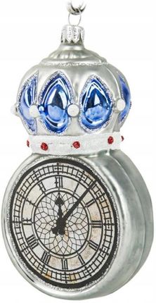 Bombka choinkowa zegar srebrny srebrna szklana