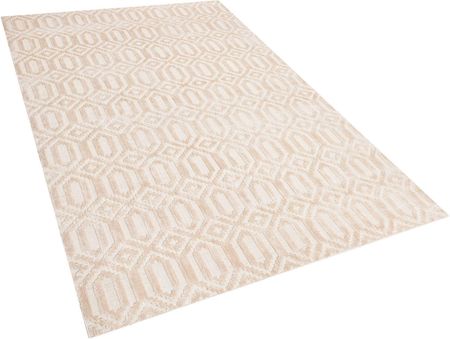 Beliani Nowoczesny dywan z wiskozy geometryczny wzór 140 x 200 cm beżowy Adatepe