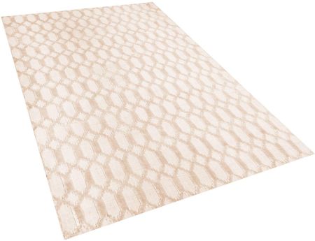 Beliani Nowoczesny dywan tkany ręcznie beżowy wiskoza geometryczny 140 x 200 cm Cizre