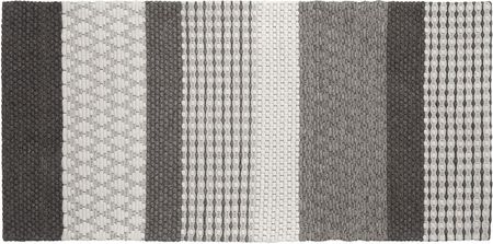 Beliani Dywan szary wełniany 80 x 150 w paski prostokątny filcowe podszycie Akkaya