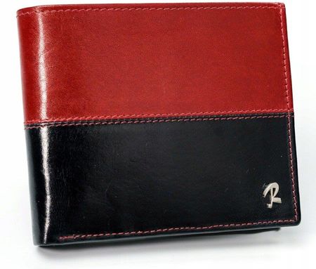 Skórzany portfel męski ROVICKY poziomy ze skóry N01-VT2 BLACK-RED
