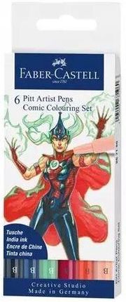 Faber-Castell Fabercastell Zestaw Pitt Artist Pens Do Kolorowania Komiksów The Famazings Mother 6Szt.