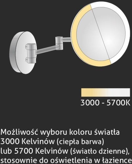 STELLA LUSTERKO KOSMETYCZNE POWIĘKSZAJĄCE PODŚWIETLANE LED RUCHOME CZARNY MAT 22.00230-B