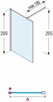 Novellini Kuadra H Squares Walk-In 90Cm (87-90Cm) Czarny Mat Kuadh90-81H - zdjęcie 3