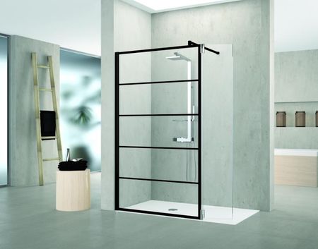 Novellini Kuadra H Stripes Walk-In 120Cm (117-120Cm) Czarny Mat Kuadh120-82H - zdjęcie 3