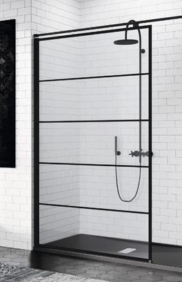 Novellini Kuadra H Stripes Walk-In 120Cm (117-120Cm) Czarny Mat Kuadh120-82H - zdjęcie 4