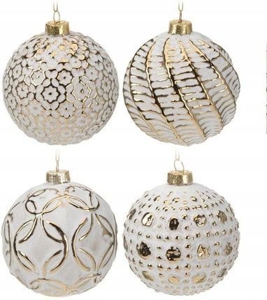 Bombki Choinkowe Kule Biało Złote 12 Szt